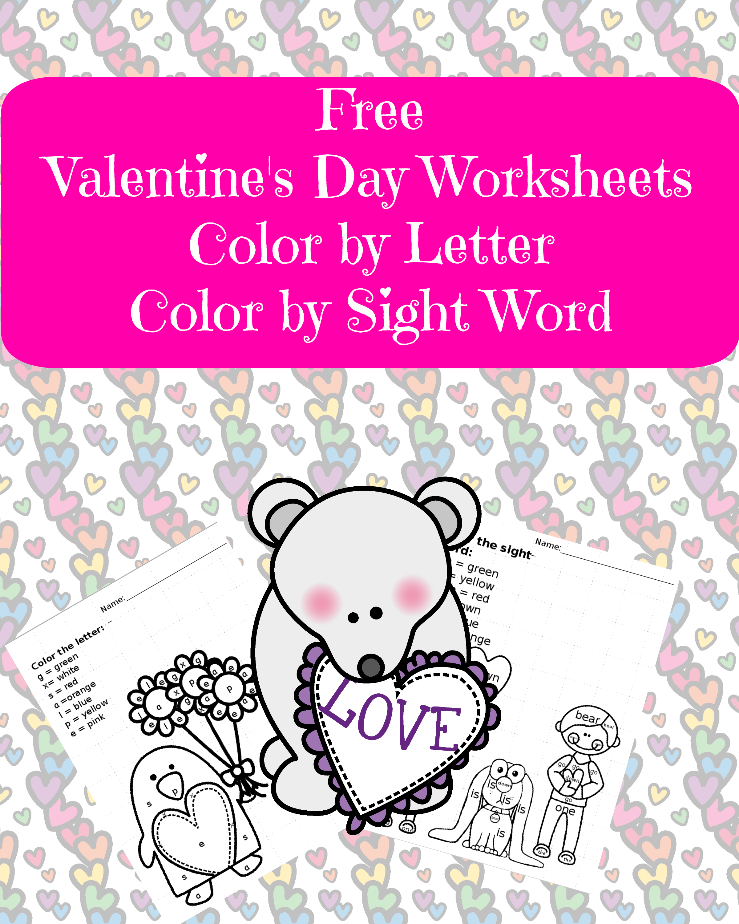 Valentine sight word worksheet