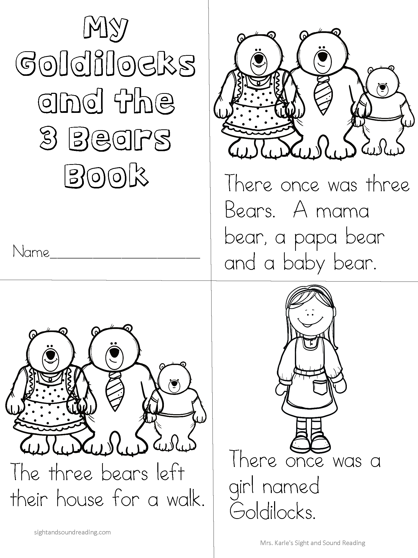 Goldilocks And The Three Bears Free Printable Worksheets