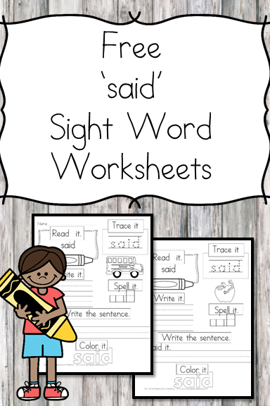 said sight word worksheet